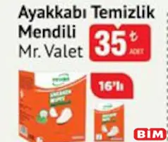 MR. VALET AYAKKABI TEMİZLİK MENDİLİ 16'LI